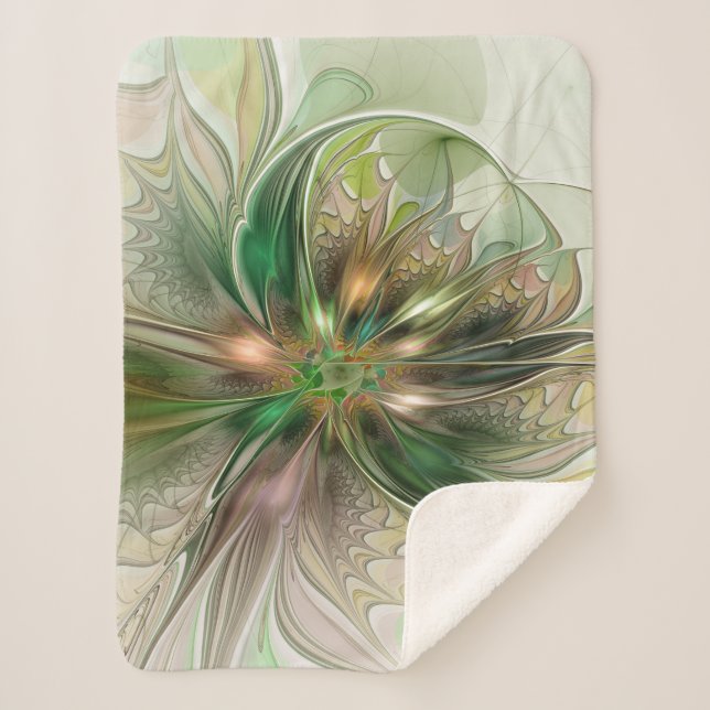 Colorful Fantasy Modern Abstract Fractal Flower Sherpadecke (Vorderseite)