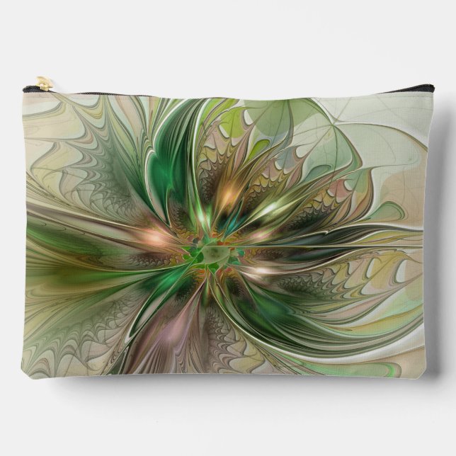 Colorful Fantasy Modern Abstract Fractal Flower Zubehörtasche (Vorderseite)