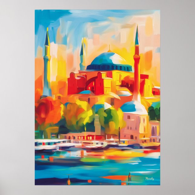 Colorful Fauvist Istanbul Hagia Sophia Art Poster (Vorne)