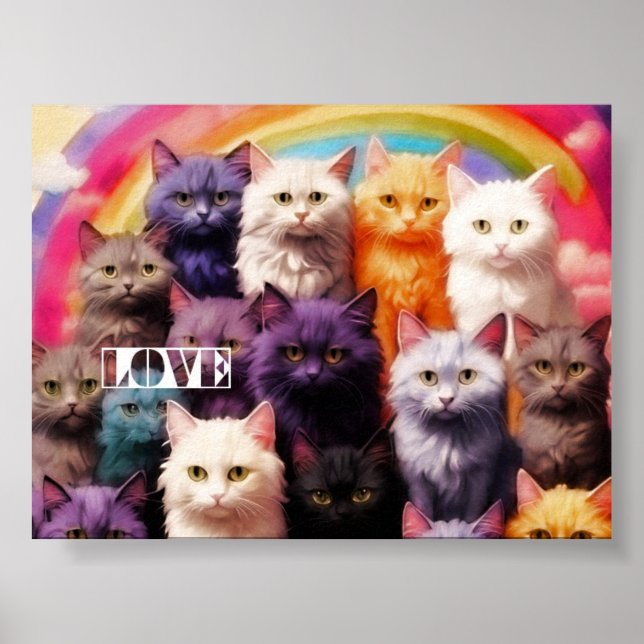 Colorful Feline Wall Art for Cat Lovers Poster (Vorne)