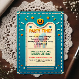 Colorful Felt Kids Birthday Party Invitation Postkarte
