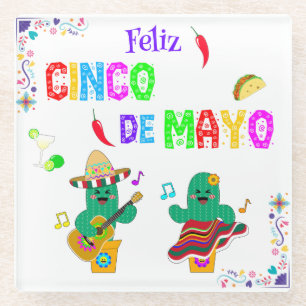 Colorful Festival Cinco de Mayo 2025 Tanzkaktus Glasuntersetzer