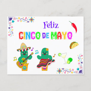 Colorful Festival Cinco de Mayo 2025 Tanzkaktus Postkarte
