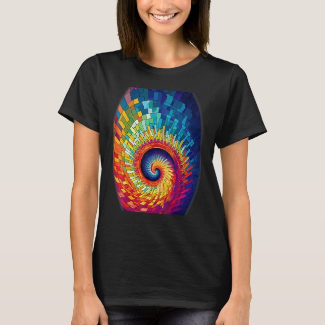 Colorful Fibonacci Spiral Psychedelic Colors Abstr T-Shirt (Vorderseite)