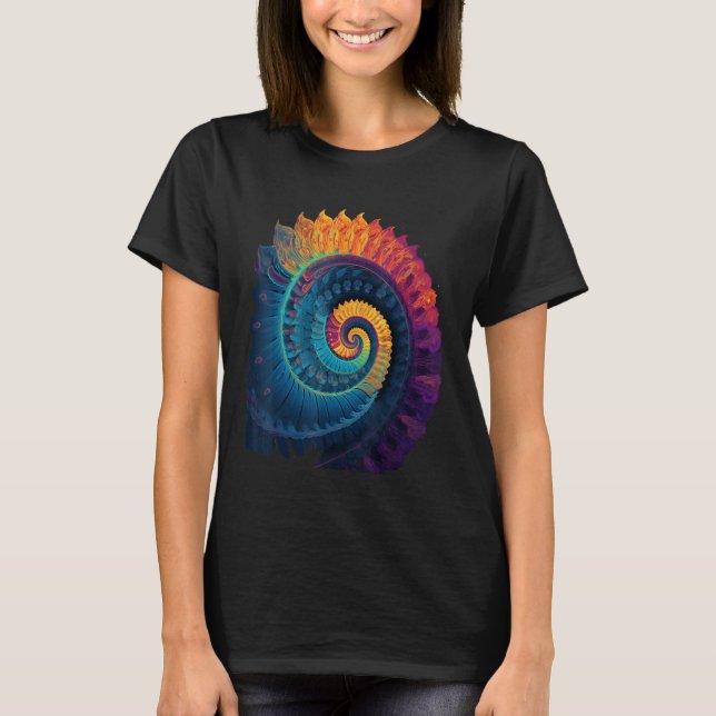 Colorful Fibonacci Spiral Psychedelic Colors Abstr T-Shirt (Vorderseite)