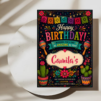 Colorful Fiesta Birthday Karte