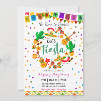 Colorful Fiesta Mexican Culture Cactus Baby Shower Einladung
