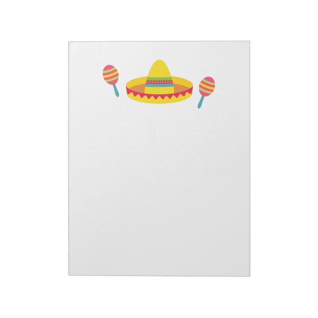 Colorful Fiesta Sombrero Hat Maracas Notizblock (Rotiert)