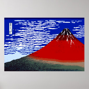 Colorful Fine Wind, Clear Morning Mount Fuji Japan Poster