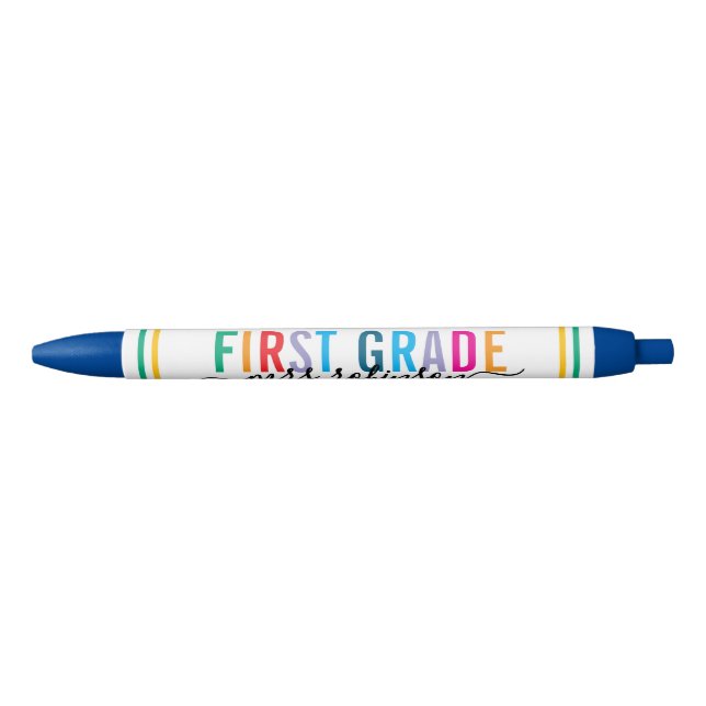 Colorful First Grade Teacher Pen with Custom Name Kugelschreiber (Vorderseite)