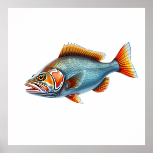 Colorful Fish Illustration with Detailed Features Poster (Vorne)