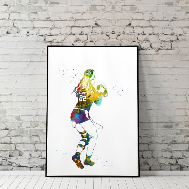 Colorful Flag Football Girl Poster (Von Creator hochgeladen)