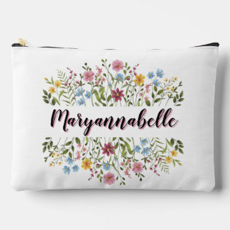 Colorful Floral Add Your Name  Zubehörtasche