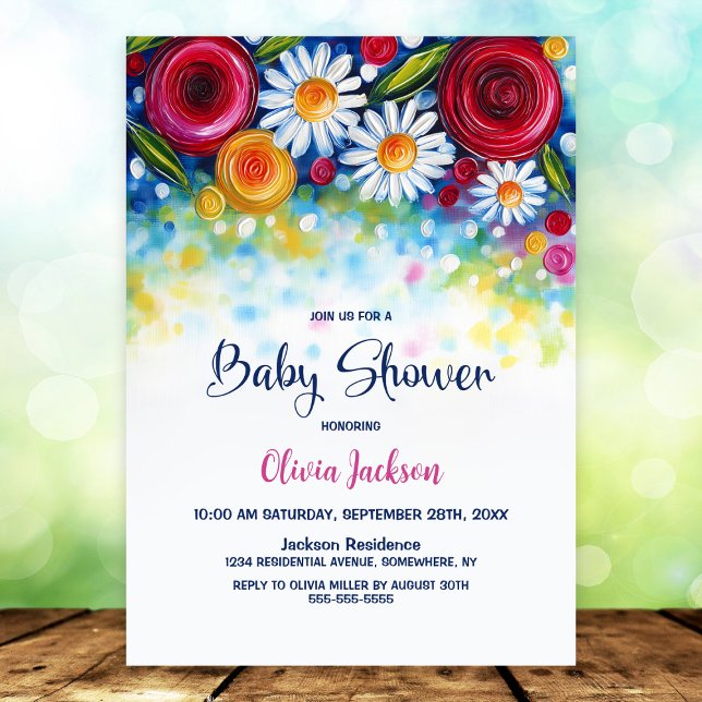 Colorful Floral Baby Shower Einladung (Von Creator hochgeladen)