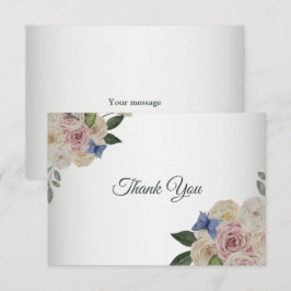 Colorful Floral Blue Butterfly Green Wedding Party Dankeskarte