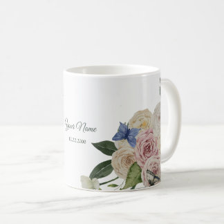 Colorful Floral Blue Butterfly Green Wedding Party Kaffeetasse