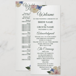Colorful Floral Blue Butterfly Green Wedding Programm