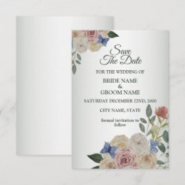 Colorful Floral Blue Butterfly Green Wedding Save The Date