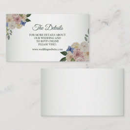 Colorful Floral Blue Butterfly Wedding Detail Begleitkarte