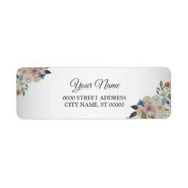 Colorful Floral Blue Wedding Party Return Address
