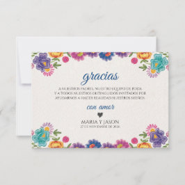 Colorful Floral Botanical Fiesta Spanish Wedding Dankeskarte