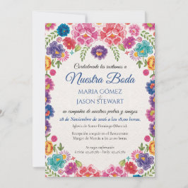 Colorful Floral Botanical Fiesta Spanish Wedding Einladung