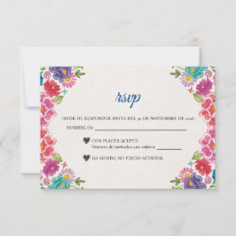 Colorful Floral Botanical Fiesta Spanish Wedding RSVP Karte