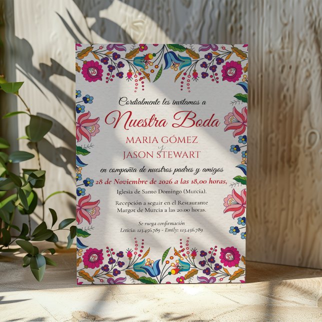 Colorful Floral Botanical Modern Spanish Wedding Einladung (Colorful Floral Botanical Modern Spanish Wedding Invitation)