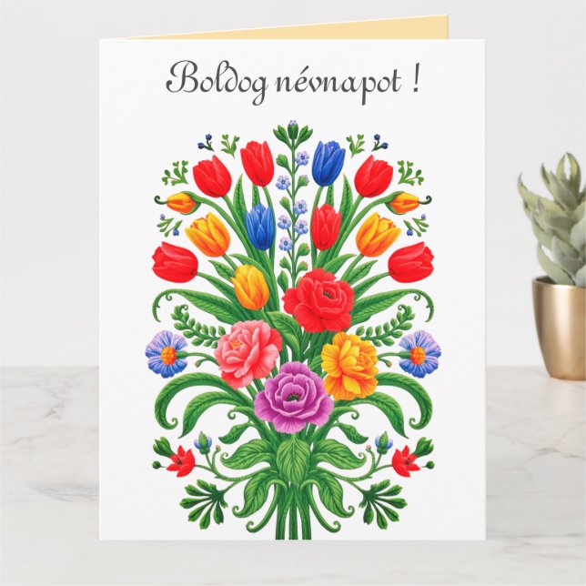 colorful floral  bouquet   - name day Card Karte (Kleine Pflanze)