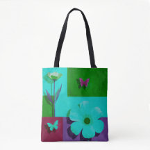Colorful Floral & Butterfly Art Tote Bag