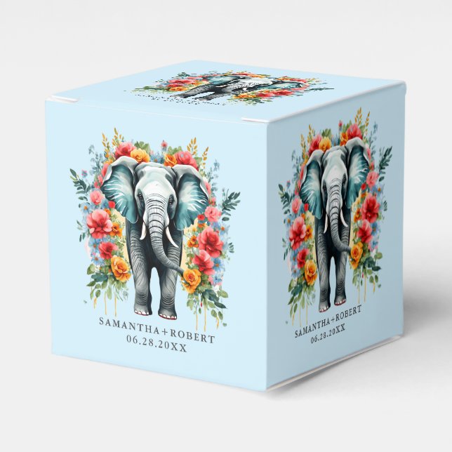 Colorful Floral Elephant Geschenkschachtel (Vorderseite)