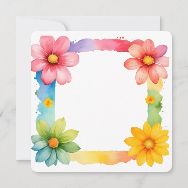 Colorful Floral Frame Background Einladung (Vorderseite)