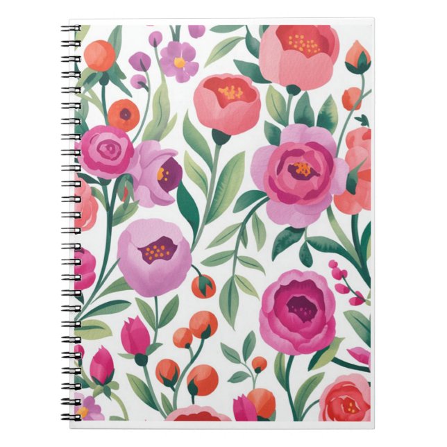 colorful floral garden illustration seamless patte notizblock (Vorderseite)