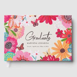 Colorful Floral Graduation Party Guest Signature Gästebuch