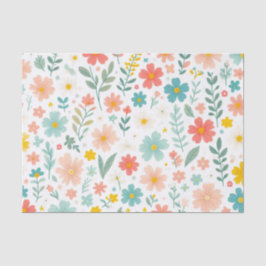 Colorful Floral on White  Seidenpapier