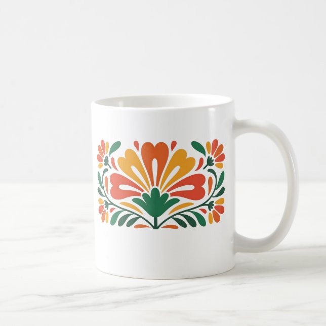 Colorful Floral Pattern – Flat Vector Illustration Kaffeetasse (Rechts)
