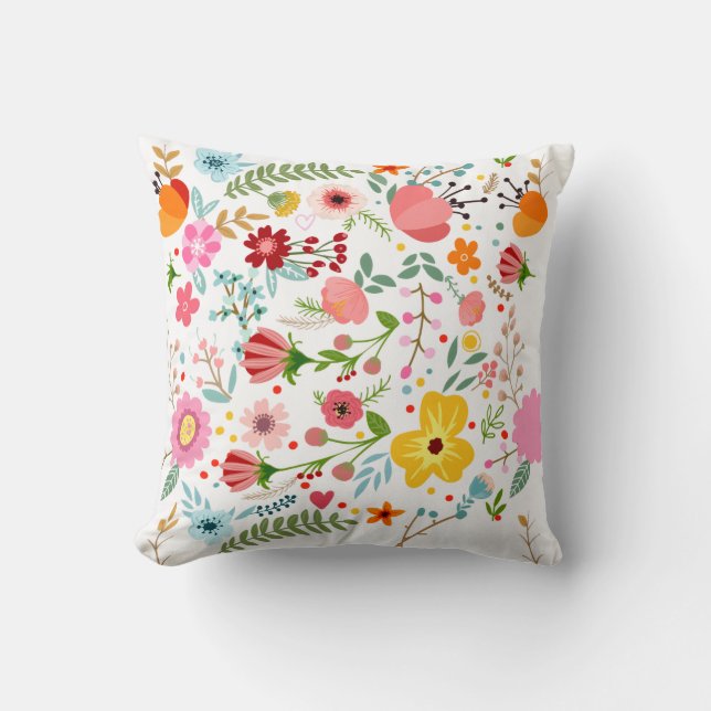 Colorful Floral Pattern Pillow Kissen (Vorderseite)