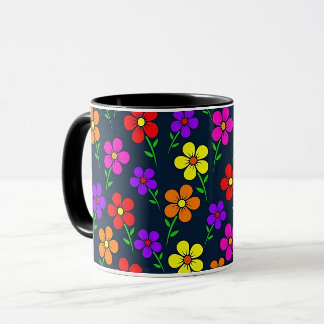 Colorful Floral Pattern Tasse (Vorderseite Links)