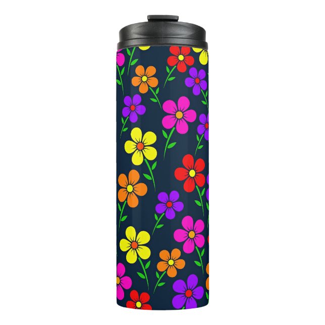 Colorful Floral Pattern Thermosbecher (Vorderseite)