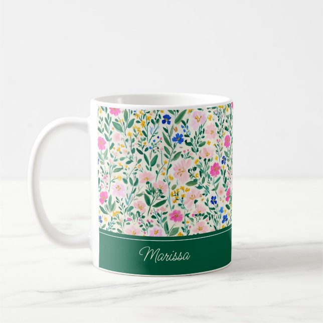 Colorful Floral Personalized Mug Kaffeetasse (Links)