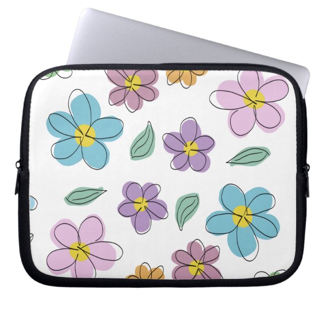 Colorful floral print laptopschutzhülle (Vorderseite)