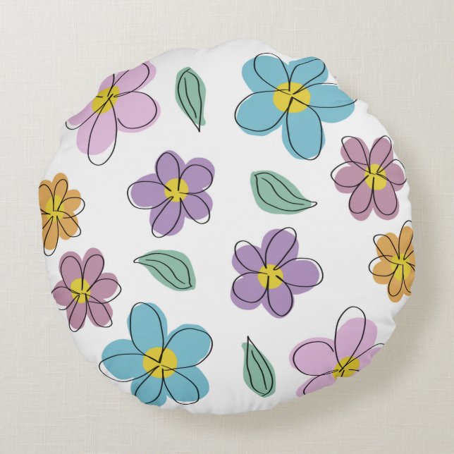 Colorful floral print rundes kissen