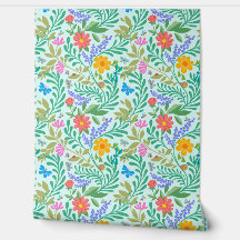 Colorful Floral Retro Cute Funny Pastel Teal Blue