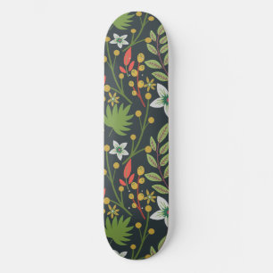 Colorful floral seamless pattern flowers and leave skateboard