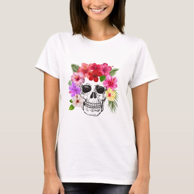 Colorful Floral Skull WOMEN'S T SHIRT (Vorderseite)