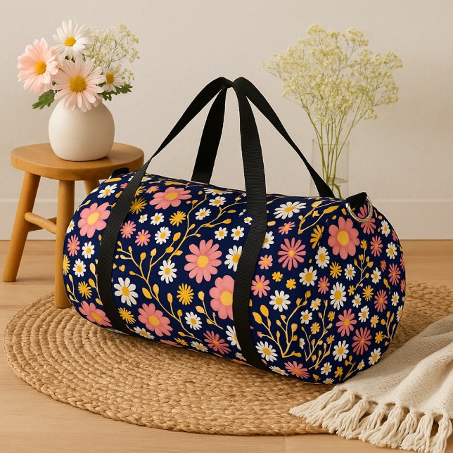 Colorful floral small flower cheerful botanical  duffle bag (Von Creator hochgeladen)