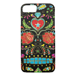 Colorful Floral Sugar Skull Glitter And Gold 2 Case-Mate iPhone Hülle