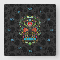 Colorful Floral Sugar Skull Glitter And Gold 2