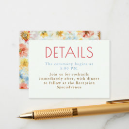 Colorful Floral Vintage Elegant Wedding Details Begleitkarte