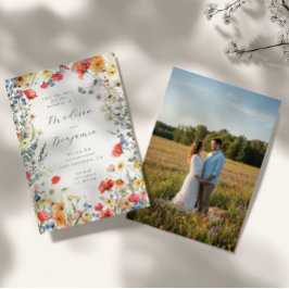 Colorful Floral Wedding Photo Save the Date Einladung